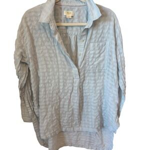 Maeve‎ Anthropologie Blouse Top Womens Small Blue Checkered Long Sleeve